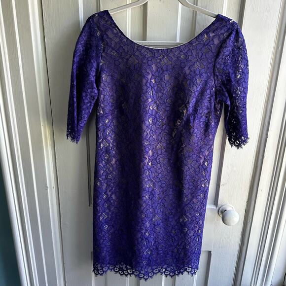 Shoshanna Lace Lisa Shift Dress in Amethyst - Picture 2 of 8